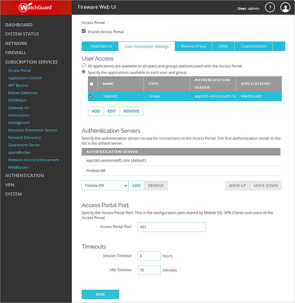 Screenshot of configure the Access Portal, picture5